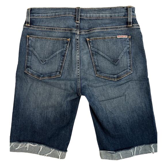 Hudson Womens Amelia Cuffed Knee Short Size 26 Denim Bermuda Jean Short Raw Hem - Picture 5 of 10